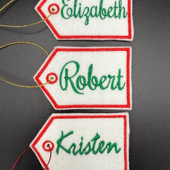 Embroidered Name Christmas ornament gift tags 6 pieces - Picture 3 of 4